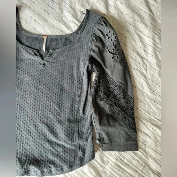 Free People Gray Embroidered Top - Picture 4 of 15